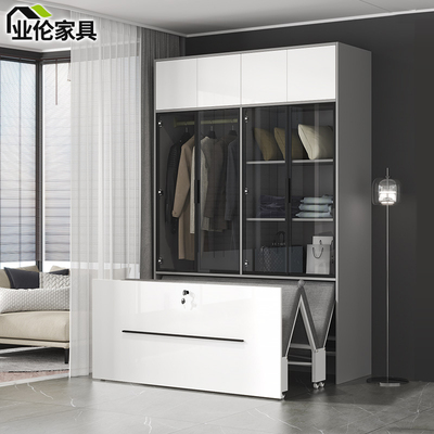 轻奢隐形床阳台衣柜家用小户型多功能午休折叠床储物柜定制3CH20