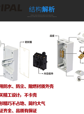 科瑞普35A电机控制防水负荷隔离开关三相3极500V茶餐厅UKF3-335