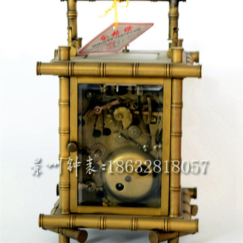 竹节皮套钟 纯铜西洋艺术画小座钟 古玩收藏 博物院钟表 古典钟表