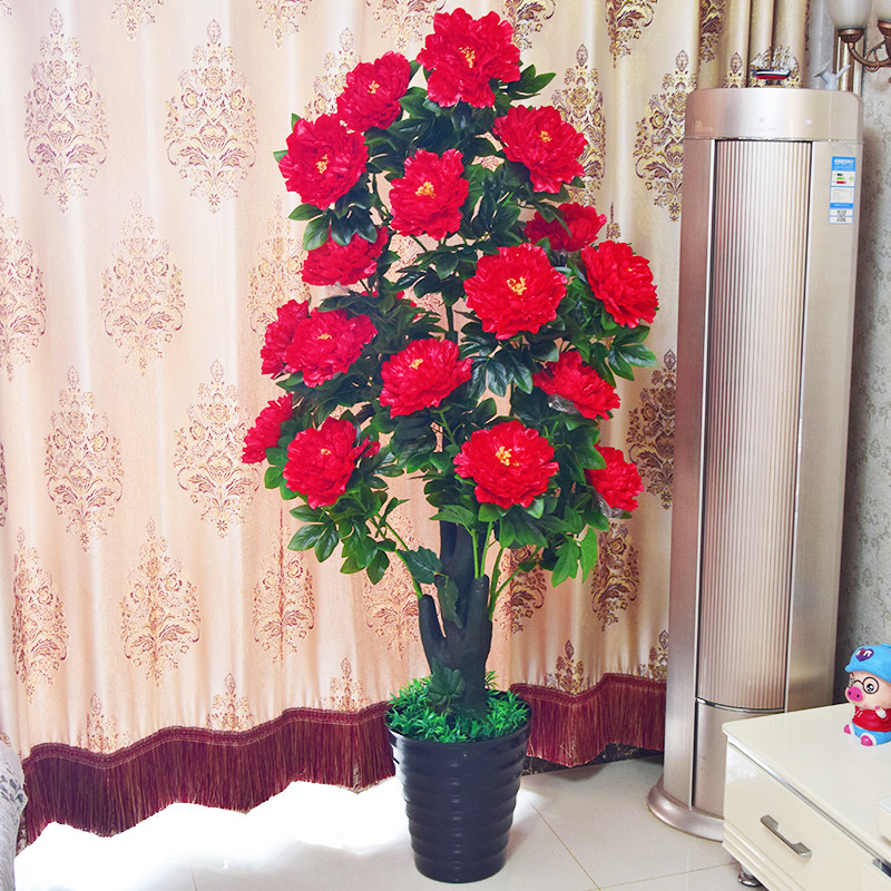 仿真绿植造景牡丹花假花客厅装饰花假树大型落地树办公室客厅摆件