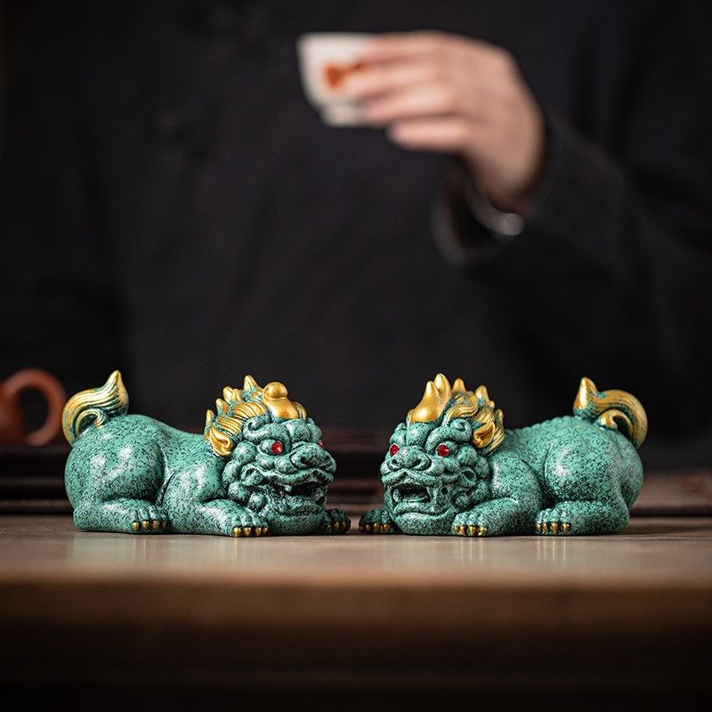 国潮招财陶瓷貔貅一对摆件家居装饰创意礼品客厅办公室茶桌面摆设,家居饰品,装饰摆件,淘宝优惠券,粉丝福利购,淘宝优惠卷