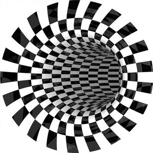 圆形地毯客厅立体视觉黑白地垫卧室茶几毯错觉可3d电脑垫沙发陷阱