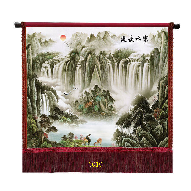 油画布新款风景田园带穗 印刷 山水画 装饰画客厅沙发背景墙挂画