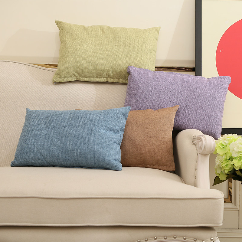 纯色亚麻沙发抱枕套长方形靠枕靠垫套不含芯客厅大靠背垫大号腰枕