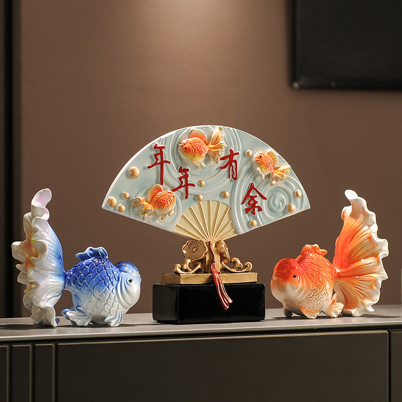 年年有余客厅电视柜酒柜办公室玄关装饰品招财乔迁新居礼品鱼摆件,家居饰品,装饰摆件,淘宝优惠券,粉丝福利购,淘宝优惠卷