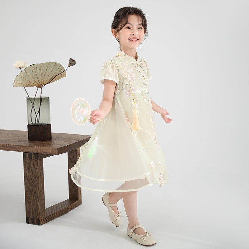 新中式2024夏季新款女童旗袍裙改良版中国风碎花公主雪纺连衣裙,童装/婴儿装/亲子装,连衣裙,淘宝优惠券,粉丝福利购,淘宝优惠卷