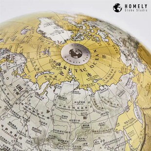 宏微地球客厅书房办公室家居摆件双语手工地球仪新居礼物黑胡桃木