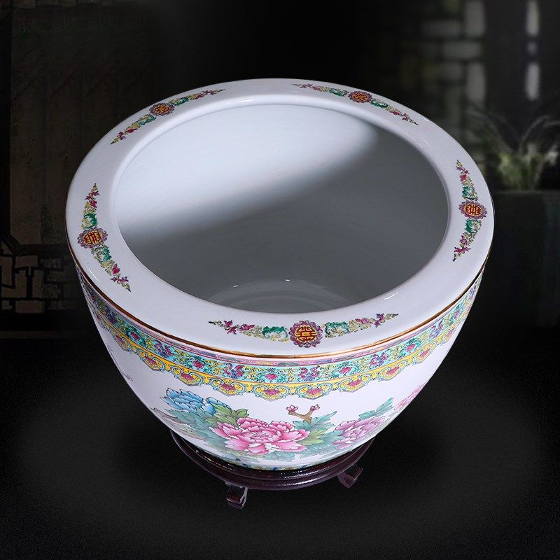陶瓷手绘粉彩鱼缸景德镇睡碗莲荷花盆客厅养乌龟室外庭院大号水缸,宠物/宠物食品及用品,桌面缸,淘宝优惠券,粉丝福利购,淘宝优惠卷