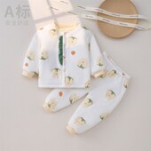 新生儿套装 加厚夹袄婴儿棉服外穿秋衣秋裤 3月宝宝保暖衣服套装