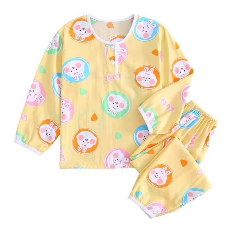 儿童睡衣夏季薄款棉绸长袖防蚊裤男童女童宝宝小孩绵绸家居空调服,童装/婴儿装/亲子装,家居服套装,淘宝优惠券,粉丝福利购,淘宝优惠卷