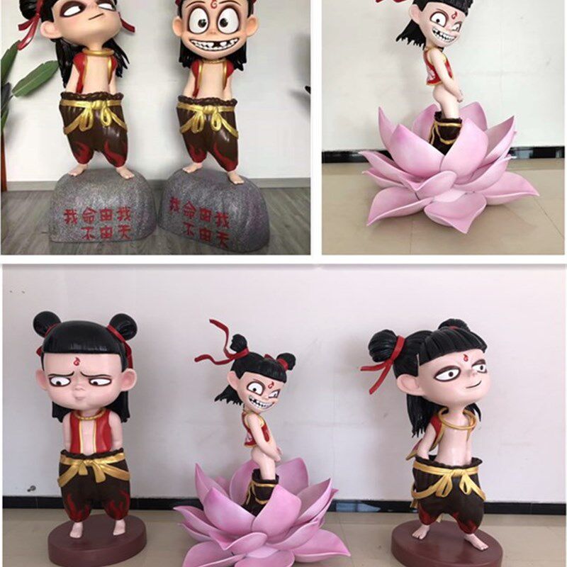 卡通玩偶魔童降世哪吒玻璃钢商场景区雕塑大型落地公仔摆件