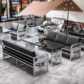 工业风奶茶店桌椅组合餐厅酒吧咖啡厅烧烤店创意卡座沙发