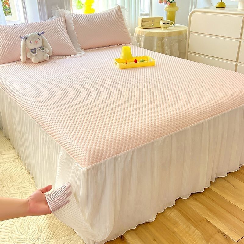 公主床裙款冰豆豆冰丝凉席夏季可机洗空调席子折叠软席1.8三件套,床上用品,冰丝席,淘宝优惠券,粉丝福利购,淘宝优惠卷