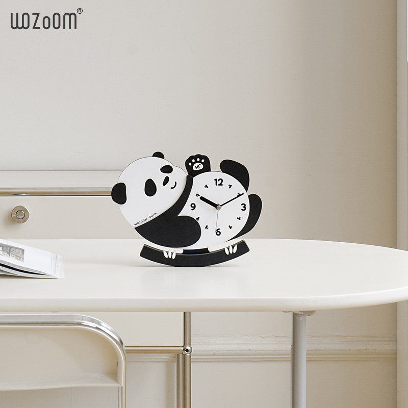 WOZOOM屋准客厅玄关熊猫时钟表摆件电视柜家居桌面装饰品摆放式,家居饰品,桌面摆件,淘宝优惠券,粉丝福利购,淘宝优惠卷