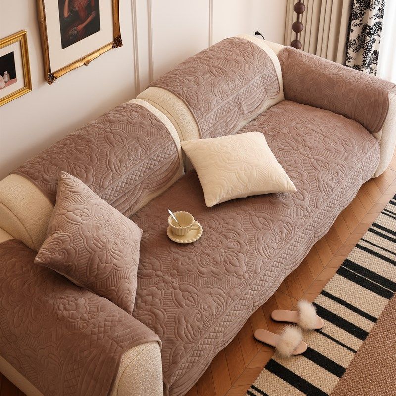 纯色复古沙发垫客厅秋冬毛绒坐垫沙发套罩巾垫子皮防滑沙发巾罩,居家布艺,沙发垫,淘宝优惠券,粉丝福利购,淘宝优惠卷