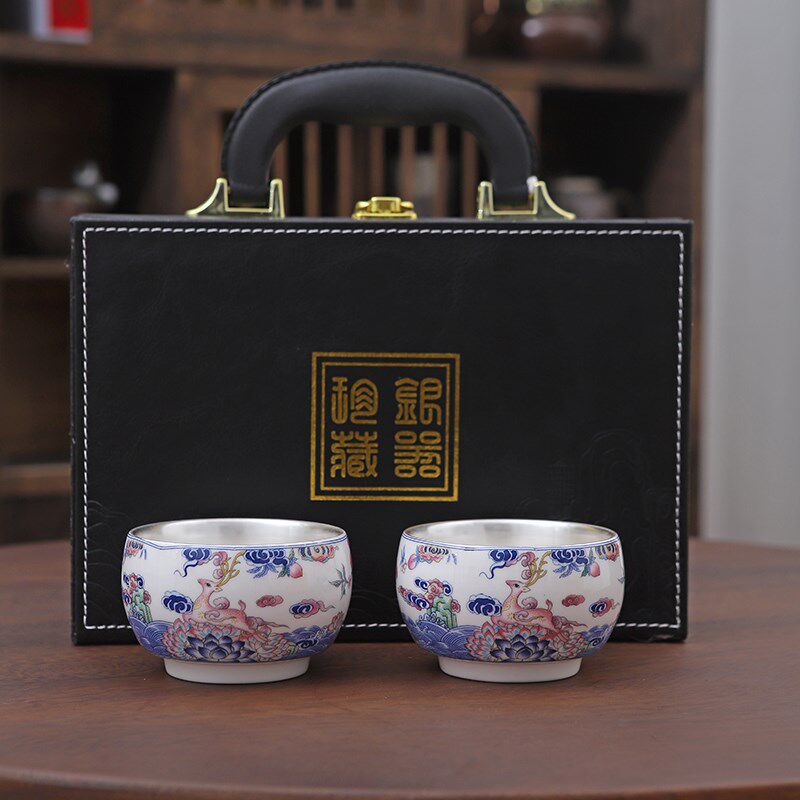 银茶杯银杯子茶盏主人单杯纯手工功夫茶具品茗杯新年创意礼品茶具