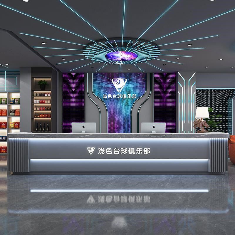 复古餐厅饭店酒吧吧台健身房前台接待台桌转角工业风台球厅收银台