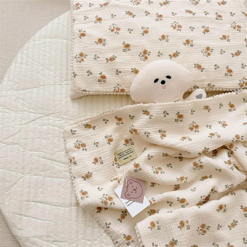 韩版A类宝宝六层纱布毯全棉皱皱纱毯子幼儿园午休毯汽车儿童盖毯