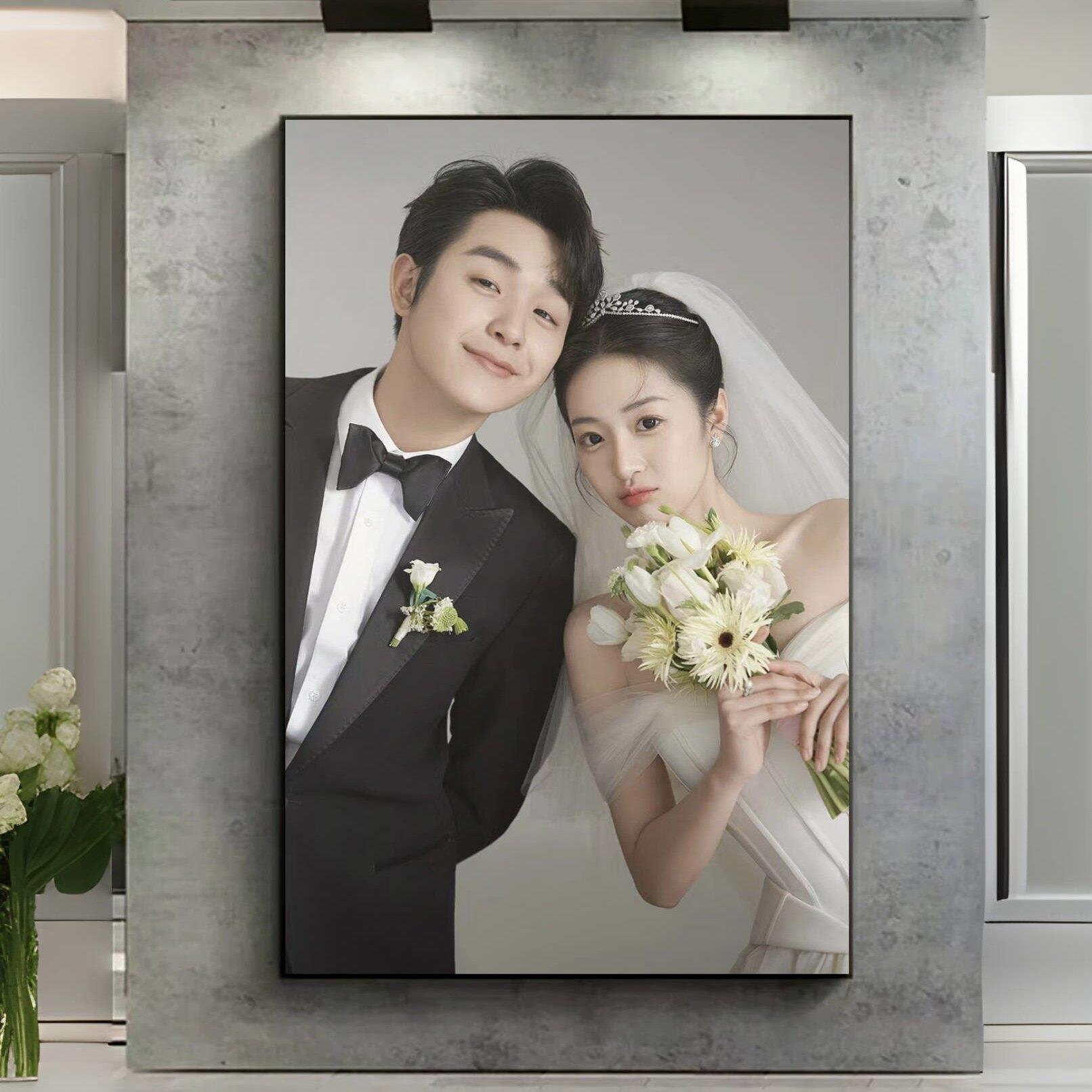 婚纱照相框照片墙定制组合挂墙结婚照全家福水晶相片打印放大制作