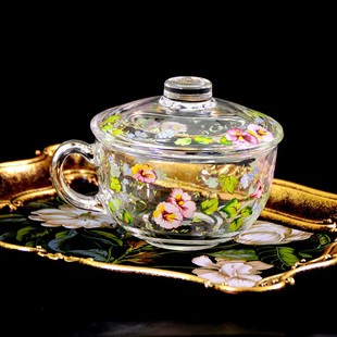 韩国玻璃杯燕麦早餐杯带把手水杯咖啡杯牛奶杯奶茶杯500ml带盖