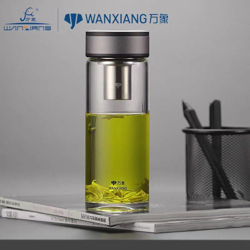 万象单层玻璃杯男超大容量大号水杯加厚耐高温防爆耐热杯子600ml