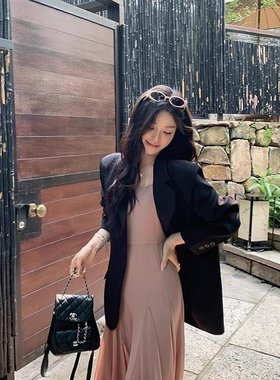 黄一粒 NORA STUDIO巴黎晚风黑色休闲宽松西装外套女西服上衣