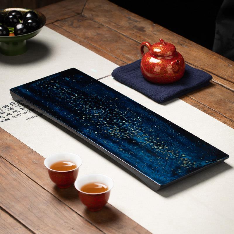 墨修缘福州天然大漆犀皮漆器茶器实木小茶台干泡盘电木纯手工茶盘