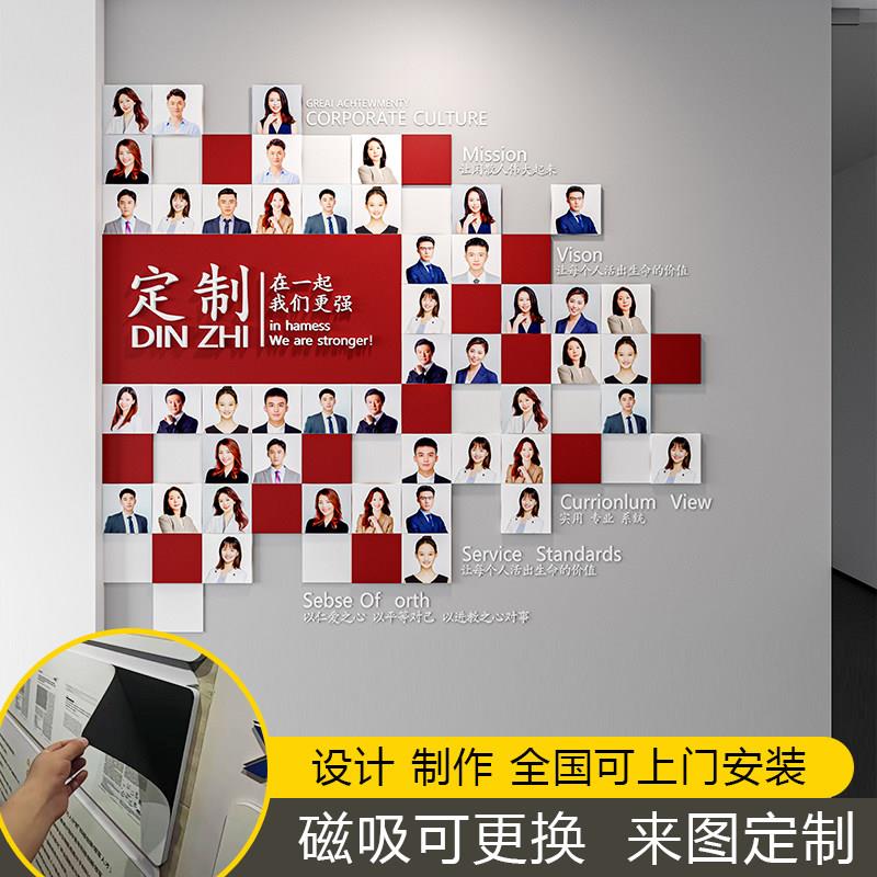 公司企业文化亚克力磁吸可更换照片墙员工团队风采合作师资介绍墙