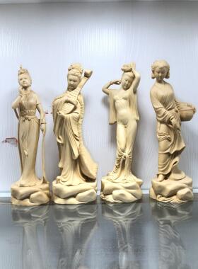 黄杨木雕刻中国古代四美经典人物石子王昭君貂蝉白杨玉环收藏饰品