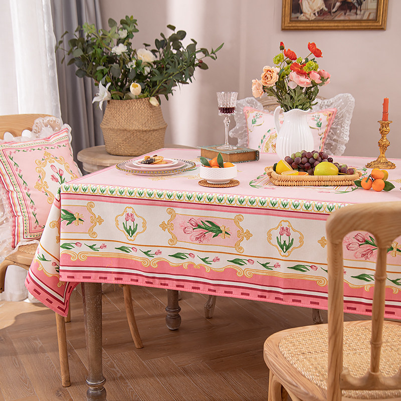 少女粉樱花系列桌布短毛绒美式田园花餐桌台布雪尼尔茶几布可定制,居家布艺,桌布,淘宝优惠券,粉丝福利购,淘宝优惠卷