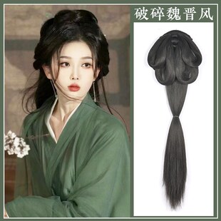 古风假发一体式战国袍假发汉服头饰魏晋风发髻古装马面裙发饰发包