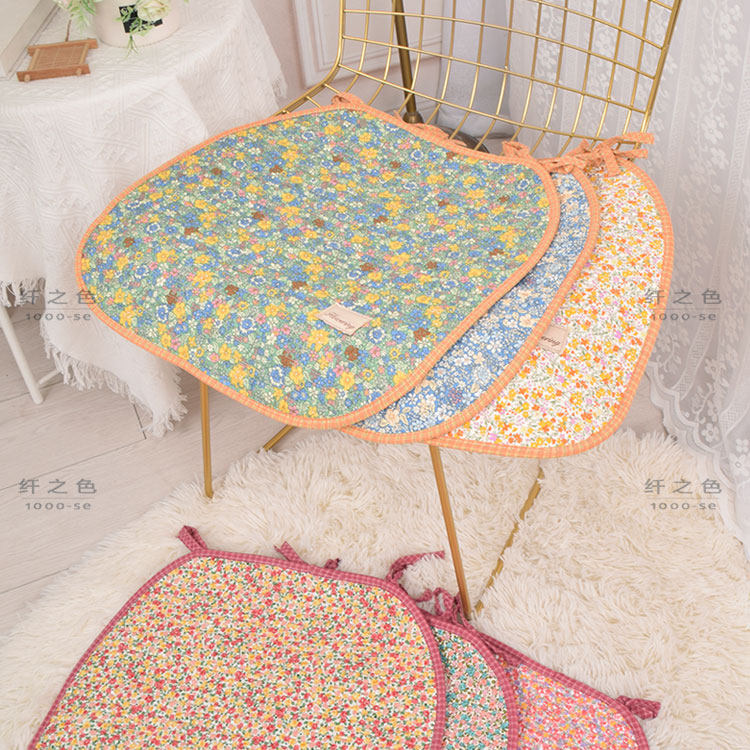 韩式田园碎花纯棉椅垫居家布艺餐厅木椅子坐垫有绑带防滑夏季薄款