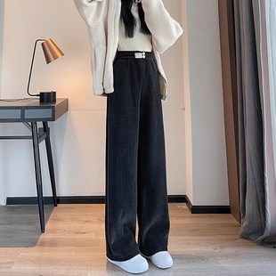 女童裤子秋冬款加厚羊羔绒阔腿裤秋装大童雪尼尔一体加绒休闲长裤