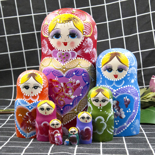 正版正品俄罗斯套娃10层卡通可爱公主套娃纯手绘儿童益智玩具摆件