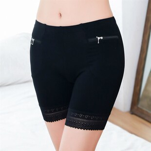 带双拉链有口袋的安全裤女士防盗带钱包兜加大码防走光打底裤夏季