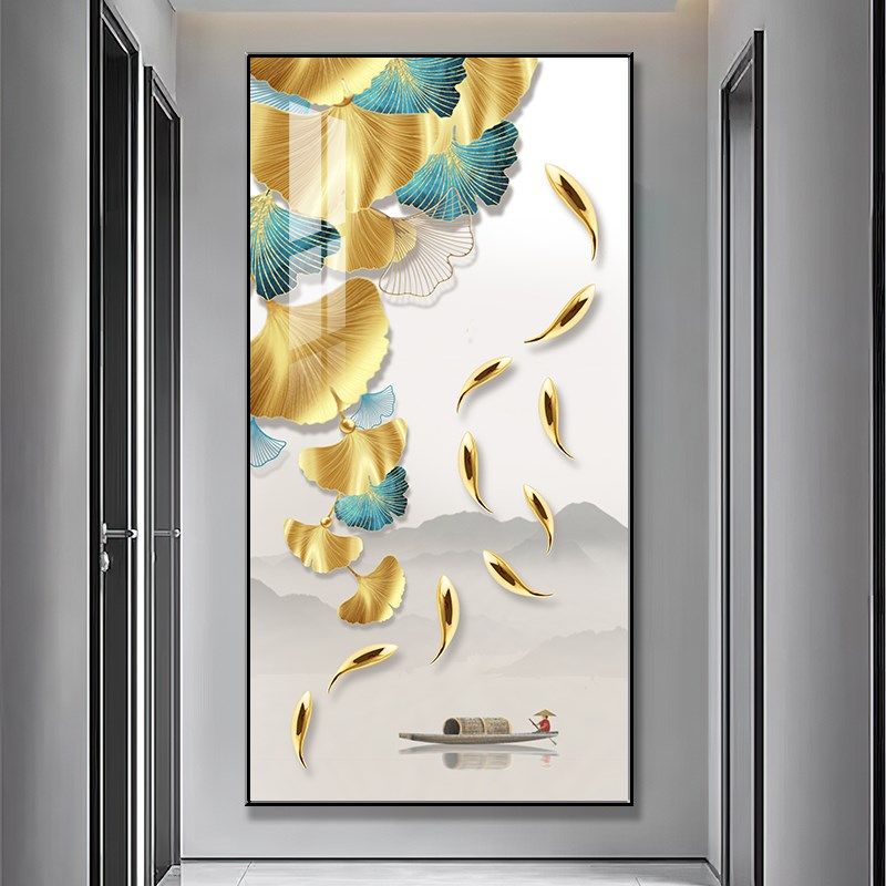 九鱼图新中式玄关装饰画入户门壁画走廊过道挂画墙画客厅餐厅壁画,家居饰品,现代装饰画,淘宝优惠券,粉丝福利购,淘宝优惠卷