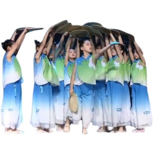 六一新款童年的夏夜儿童舞蹈服民族扇子舞演出舞台板凳道具表演服