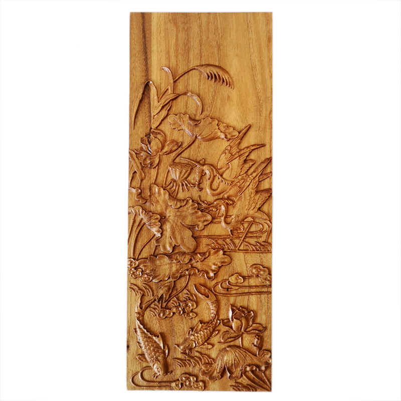 鹤戏莲池榆木雕花木版画 实木禅意木板画 家具雕刻浮雕贴花片白胚,家居饰品,木雕,淘宝优惠券,粉丝福利购,淘宝优惠卷
