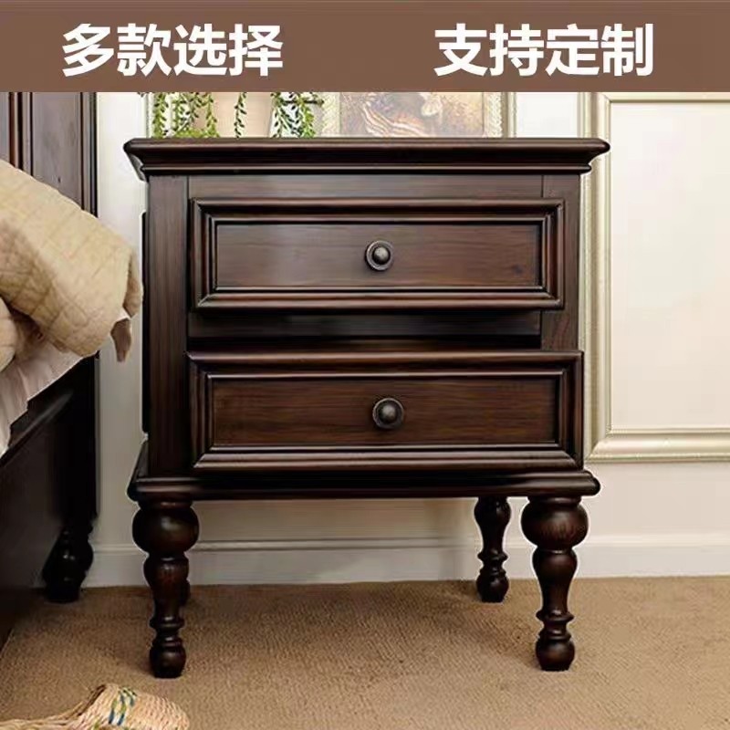 美式实木床头柜卧室带抽屉收纳柜复古欧式床边柜白蜡木边几柜家俱,住宅家具,床头柜,淘宝优惠券,粉丝福利购,淘宝优惠卷