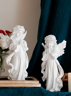 北欧复古祈祷少女天使雕像摆件家居客厅桌面摆设软装饰品拍照道具