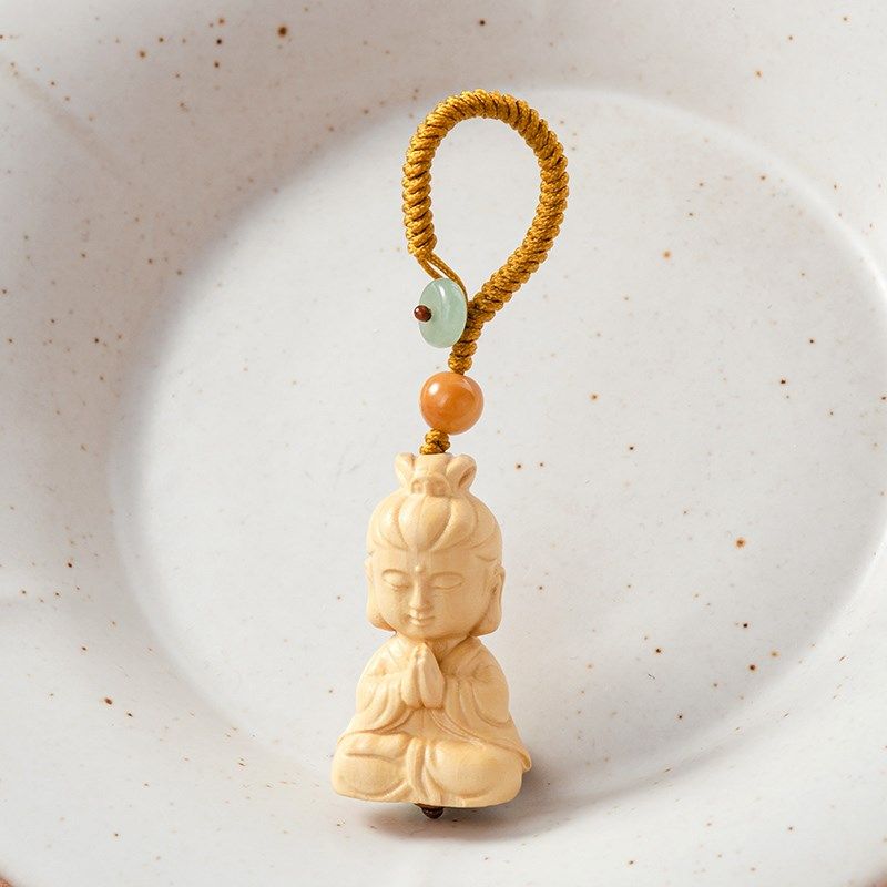 黄杨木雕刻佛坠钥匙扣挂件手工编织绳汽车钥匙链圈环男女复古挂饰,节庆用品/礼品,钥匙扣,淘宝优惠券,粉丝福利购,淘宝优惠卷