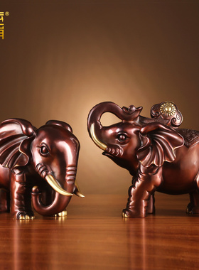 纯铜大象摆件一对财富对象家居办公室装饰品摆设公司开业乔迁礼品