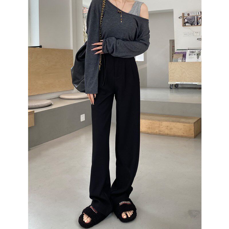 白色西装裤女2024早春秋新款高腰宽松垂感高级感休闲直筒阔腿裤子