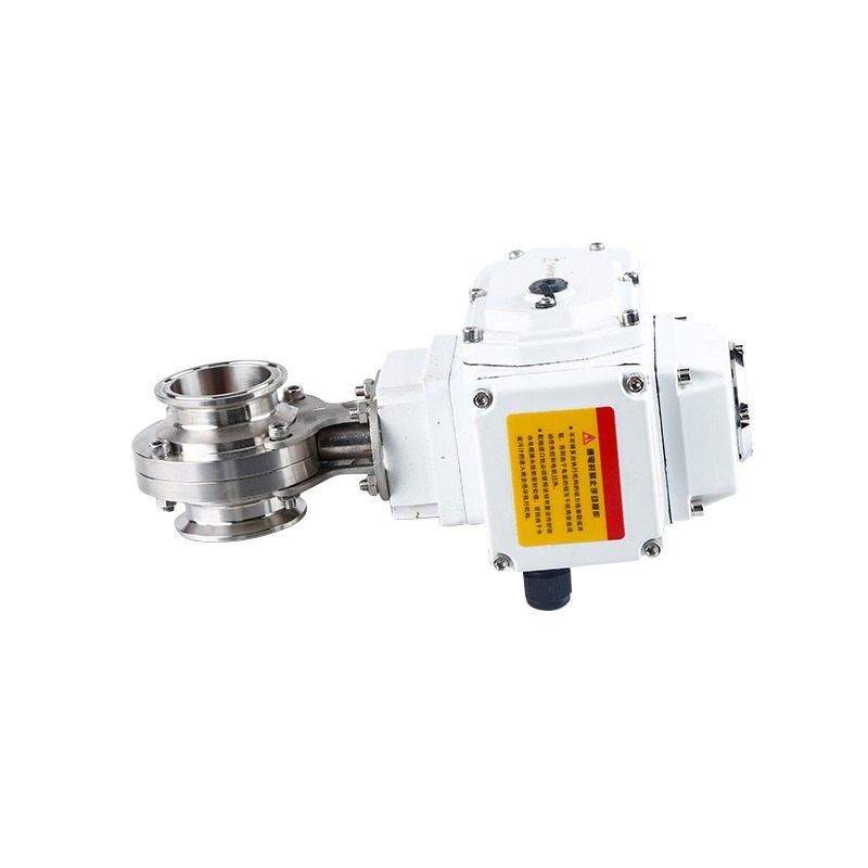 304不锈钢电动快装蝶阀D981X卫生级快开卡箍式卡盘粉尘阀220V24V