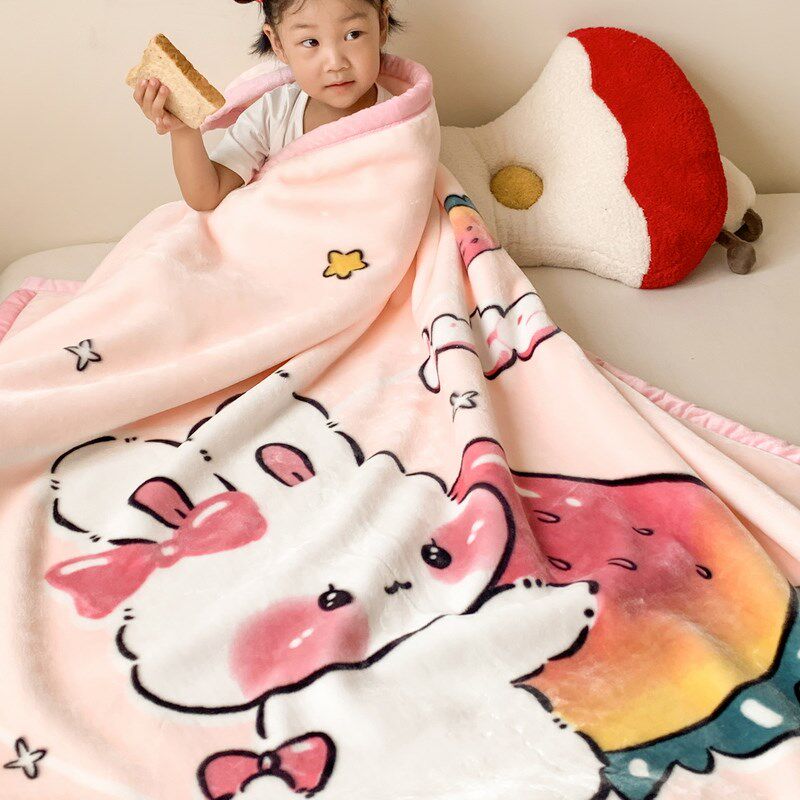 儿童毛毯加厚秋冬季双层婴儿宝宝盖毯小被子幼儿园午睡珊瑚绒毯子
