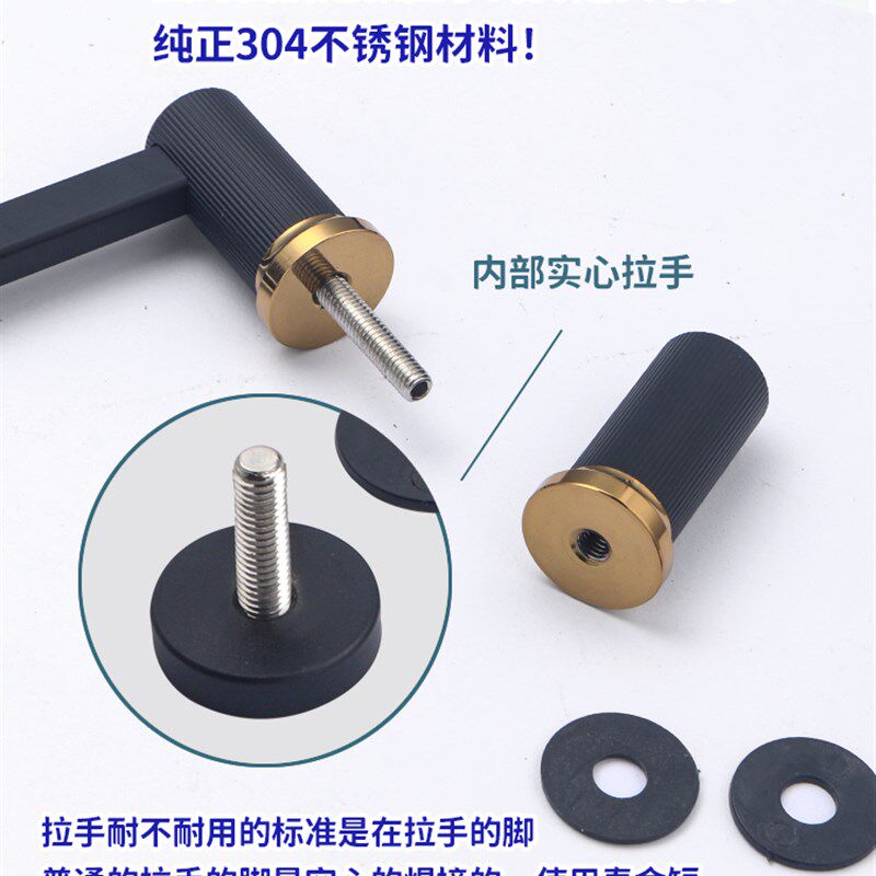 极窄极简方管实心脚浴室隔断淋浴房玻璃门拉手把手304不锈钢加厚