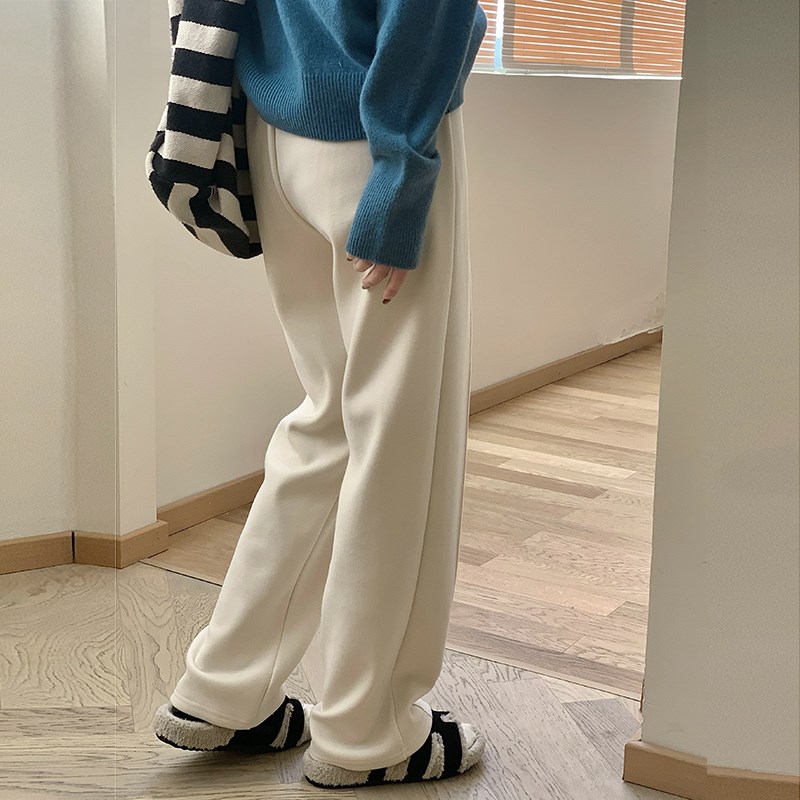 DAGA羊毛糯米裤加厚加绒裤子女冬季黑色直筒裤百搭显瘦高腰阔腿裤
