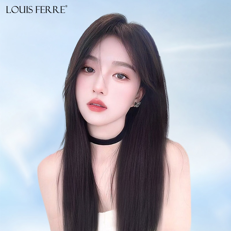 真发全真人发假发女长发蕾丝递针无痕中分八字长直发全头套