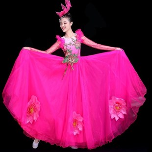 开场舞大摆裙演出服新款大气歌伴舞大裙子花开盛世大型舞蹈服装女