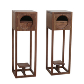 端景架原木黑胡桃木新中式 客厅花几酒店民宿禅意阳台卯榫室内家具